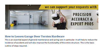 How to Loosen Torsion Hardware - Garage Door Repair Woodland