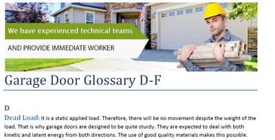 Glossary 2 - Garage Door Repair Woodland